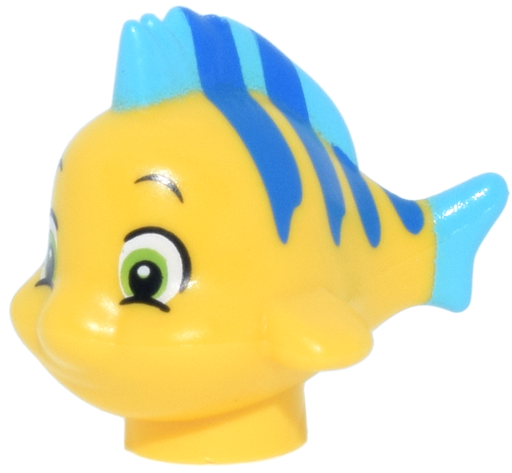 [P 15679pb04 (Yellow)] Fish, Disney with Blue Stripes, Medium Azure Dorsal and Caudal Fins, Lime Eyes with Bottom Eyelids Pattern (Flounder / Fabius)