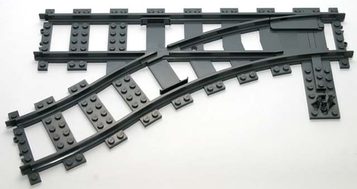 [P 53407 (Dark Bluish Gray)] Train, Track Plastic (RC Trains) Switch Point Left