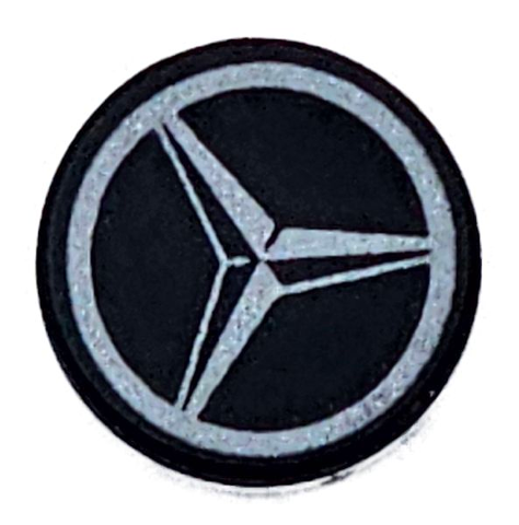 [P 98138pb431 (Black)] Tile, Round 1 x 1 with Dark Silver Mercedes-AMG Logo Pattern