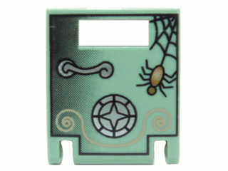 [P 4346px7 (Sand Green)] Container, Box 2 x 2 x 2 Door with Slot with Silver Safe Handle and Dial, Spider, and Black Web Pattern