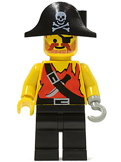 [M pi078 (No Colour)] Pirate Shirt with Knife, Black Legs, Black Pirate Hat with Skull