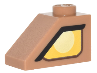 [P 3040pb015L (Medium Nougat)] Slope 45 2 x 1 with Yellow Clayface Eye Pattern Model Left Side