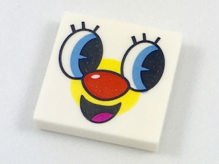 [P 3068pb1126 (White)] Tile 2 x 2 with PPG Smartphone Face with Red Nose Pattern
