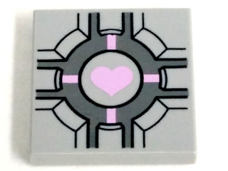 [P 3068pb0689 (Light Bluish Gray)] Tile 2 x 2 with Companion Cube Pink Heart Pattern
