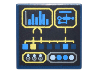 [P 3068pb1062 (Dark Blue)] Tile 2 x 2 with Digital Display with Level Gauge and Round and Square Buttons / Lights Pattern