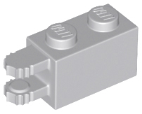 [P 30540 (Light Bluish Gray)] Hinge Brick 1 x 2 Locking with 2 Fingers Horizontal End