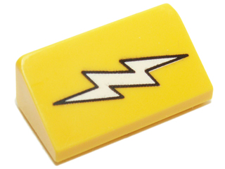 [P 85984pb101 (Yellow)] Slope 30 1 x 2 x 2/3 with White Lightning Bolt Pattern