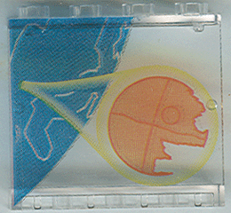 [P 4215bpx2 (Trans-Clear)] Panel 1 x 4 x 3 - Hollow Studs with SW Rebel Control Center Planet and Death Star Pattern