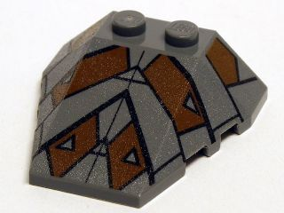 [P 48933pb009 (Dark Bluish Gray)] Wedge 4 x 4 Triple with Stud Notches with Sith Nightspeeder Pattern 2