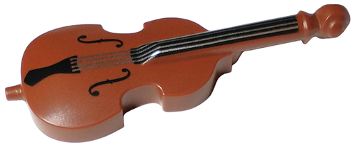 [P 80444pb01 (Reddish Brown)] Minifigure, Utensil Musical Instrument, Double Bass with Black Neck, Tailpiece, and F Holes and Silver Strings Pattern