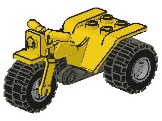 [P 30187c02 (Yellow)] Tricycle with Dark Gray Chassis and Light Gray Wheels - Notched Holes on Rear Wheels
