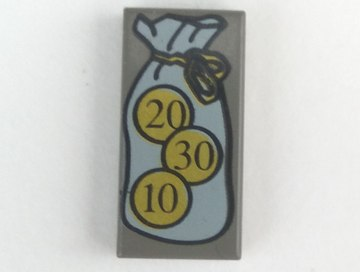 [P 3069pb0005 (Dark Gray)] Tile 1 x 2 with HP Money Purse and Coins Pattern