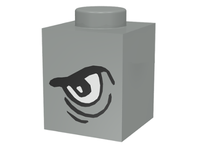 [P 3005pb001 (Light Gray)] Brick 1 x 1 with Angry Black Eyebrow and White Eye Left Pattern