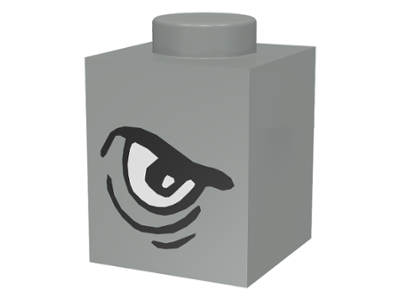 [P 3005pb002 (Light Gray)] Brick 1 x 1 with Angry Black Eyebrow and White Eye Right Pattern