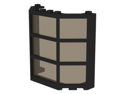[P 30185c01 (Black)] Window 3 x 8 x 6 Bay with Fixed Trans-Brown Glass
