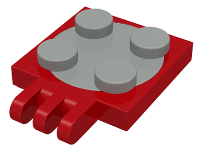 [P 251c01 (Red)] Turntable 2 x 2 Plate with Hinge with 3 Fingers with Light Gray Top (251 / 3679)
