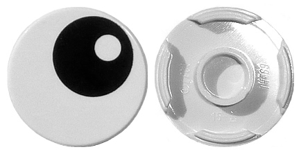 [P 14769pb004 (White)] Tile, Round 2 x 2 with Bottom Stud Holder with Black Eye with Pupil Pattern
