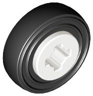 [P 4624c01 (White)] Wheel 8mm D. x 6mm with Black Tire 14mm D. x 4mm Smooth Small Single (4624 / 3139)