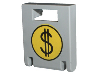 [P 4346px3 (Light Gray)] Container, Box 2 x 2 x 2 Door with Slot with Black Dollar Sign ($) on Yellow Circle Pattern
