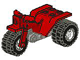 [P 30187c01a (Red)] Tricycle with Dark Gray Chassis and White Wheels - Round Holes on Rear Wheels
