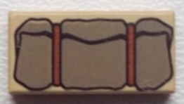 [P 3069pb0047 (Tan)] Tile 1 x 2 with Dark Gray Bedroll Pattern