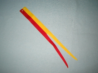 [P 53468 (No Colour)] Cloth Flag 25 x 3 Pennant with Dark Red and Yellow Halves / Stripes Pattern