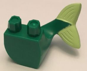 [P 95351pb06 (Green)] Tail, Mermaid / Merman Curved Left with Yellowish Green Caudal Fin Pattern