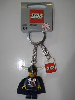 [G 851945 (No Colour)] Viking Chieftain Blue Key Chain with Lego Logo Tile, Modified 3 x 2 Curved with Hole