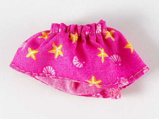 [P 71716 (Dark Pink)] Belville, Clothes Skirt Short with Starfish / Sea Stars and Seashells Pattern