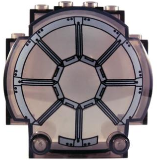 [P 30366pb03 (Trans-Black)] Windscreen 3 x 6 x 5 Bubble with SW 8 Spoke Radial Light Bluish Gray Thick Lines Pattern