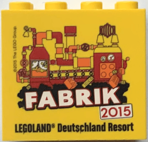 [P 30144pb160 (Yellow)] Brick 2 x 4 x 3 with Legoland Deutschland Resort Fabrik 2015 Pattern