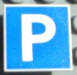 [P 30258pb002 (White)] Road Sign 2 x 2 Square with Clip with Parking Capital Letter P on Blue Background Pattern