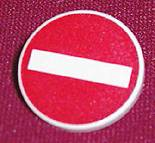 [P 30261px4 (White)] Road Sign 2 x 2 Round with Clip with No Entry / Thoroughfare Rectangle on Red Background Pattern