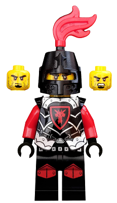 [M cas524 (No Colour)] Castle - Dragon Knight Armor with Dragon Head, Helmet Closed, Red Plume, Black Bushy Eyebrows