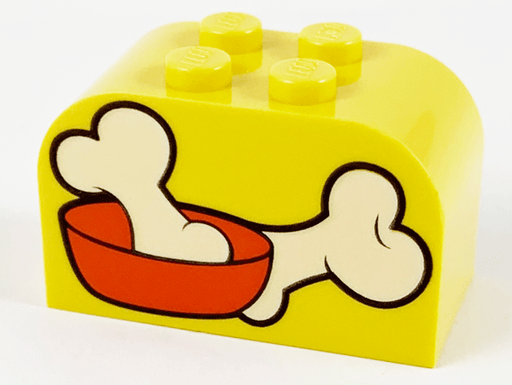 [P 4744pb05 (Yellow)] Slope, Curved 4 x 2 x 2 Double with 4 Studs with Dog Bones Pattern