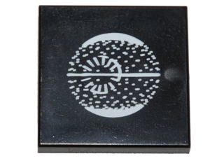 [P 3068pb0947 (Black)] Tile 2 x 2 with White Death Star Schematic Pattern