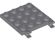 [P 11399 (Dark Bluish Gray)] Plate, Modified 4 x 4 with 2 Open O Clips (Horizontal Grip)