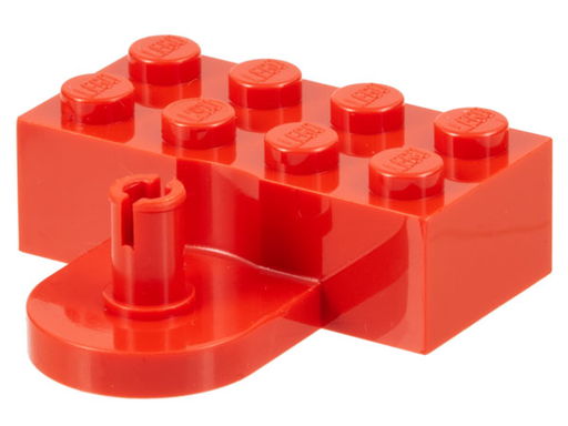 [P 4747b (Red)] Brick, Modified 2 x 4 with Coupling, Male - Raised Pin and Curved Wall