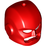 [P 67583 (Red)] Minifigure, Headgear Helmet Mask with Ear Protectors, White Eyes and Mouth Slit and Hole on Top