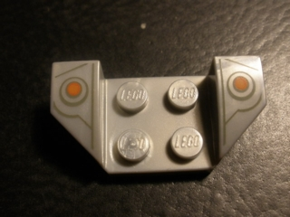[P 41854pb14 (Pearl Light Gray)] Vehicle, Mudguard 2 x 4 with Flared Wings with Orange Dots and Dark Gray Lines Pattern