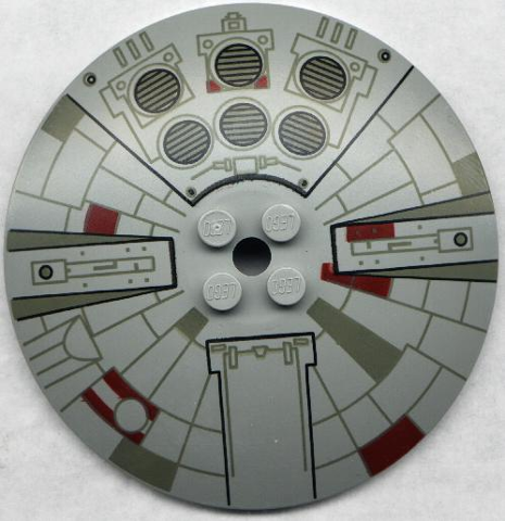 [P 3961px1 (Light Gray)] Dish 8 x 8 Inverted (Radar) with Mini Millennium Falcon Pattern