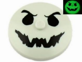[P 3960pb026 (Glow In Dark White)] Dish 4 x 4 Inverted (Radar) with Solid Stud with Black Ghost Face Pattern