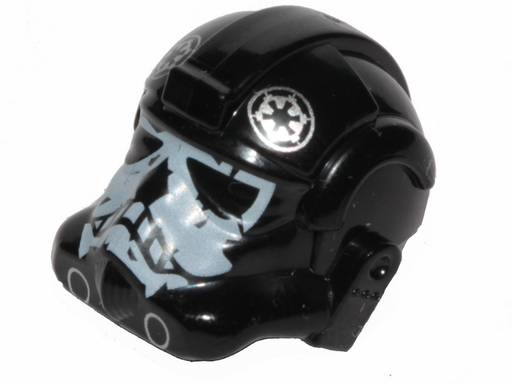 [P 87556pb10 (Black)] Minifigure, Headgear Helmet SW Stormtrooper Type 2, Black Ace Skull Pattern