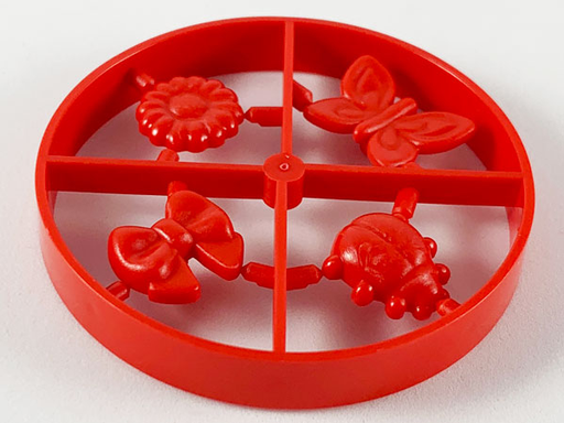 [P 33052 (Red)] Scala Accessories - Complete Sprue - Bow, Flower Type 1, Butterfly, Beetle / Ladybug (Belville)
