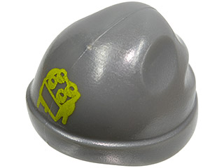 [P 90541pb01 (Dark Bluish Gray)] Minifigure, Headgear Cap, Beanie with Lime Brick Graffiti Pattern