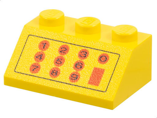 [P 3038pb01 (Yellow)] Slope 45 2 x 3 with Red and Black Cash Register Pattern