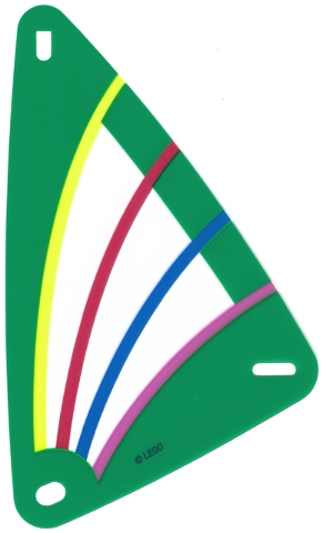 [P 5847pls01 (No Colour)] Plastic Part for Set  5847 - Green Sail with Trans-Clear Window and Dark Pink, Blue, Red, and Yellow Stripes Pattern