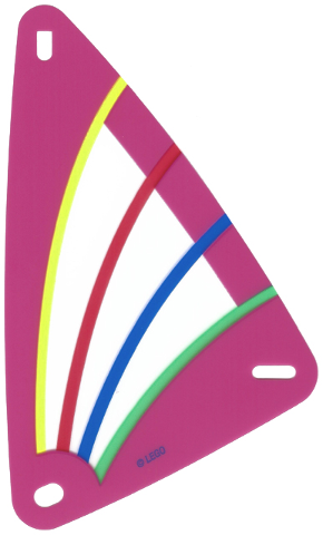 [P multipls10 (No Colour)] Plastic Part for Sets  5844 and 5847 - Dark Pink Sail with Trans-Clear Window and Green, Blue, Red, and Yellow Stripes Pattern